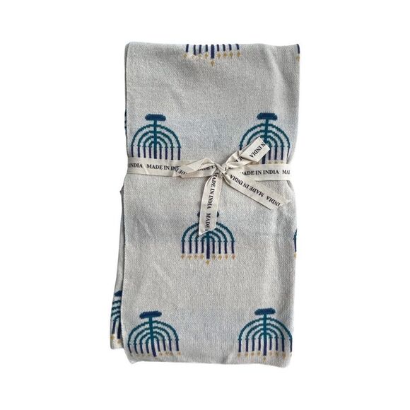 BABY BLANKET & BIB SET HANUKKAH IVORY & BLUE NWT - Picture 5 of 8